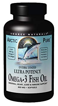 SOURCE NATURALS Arctic Pure Omega-3 Fish Oil Ultra Potency Enteric Coated 850 Mg Soft Gel, 60 Count