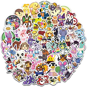 60 pcs Animal for Crossing Vinyl Waterproof Stickers, for Laptop, Luggage, Car, Skateboard, Motorcycle, Bicycle Decal Graffiti Patches