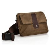 Ibagbar Small Fashion Multifunction Vintage Canvas Waist Bag Fanny Pack Running Pack Outdoor Bag Sporting Bag Cycling Leisure Bag with Detachable Belt for Men and Women
