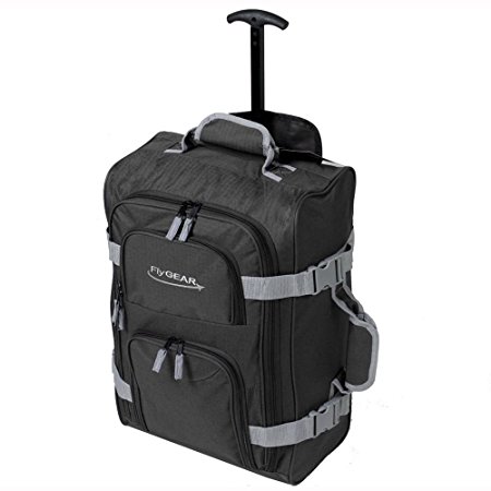 Lightweight Cabin Approved Wheeled Hand Luggage Trolley Travel Bag BLACK