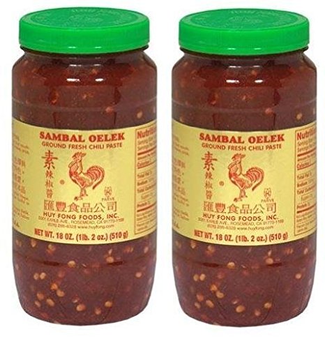 Huy Fong Sambal Oelek Ground Fresh Chili Paste (Large 18 oz Jars) 2 Pack