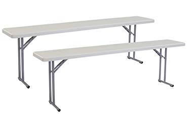 National Public Seating (2 Pack) NPS 18" x 96" Heavy Duty Seminar Folding Table, Speckled Gray
