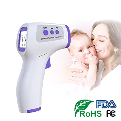 Non-Contact Forehead Thermometer Kids Adults - Non Contact Digital Infrared Baby Forehead Thermometer for Fever Professional with LCD Display No-Touch Accurate Instant Readings