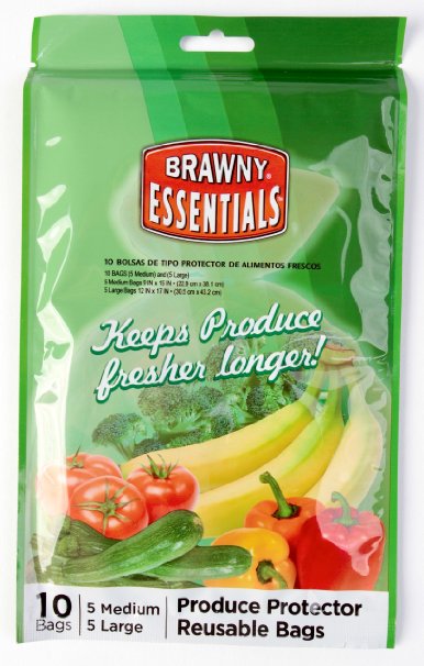 Brawny Produce Protector Reusable Bags, Set of 10