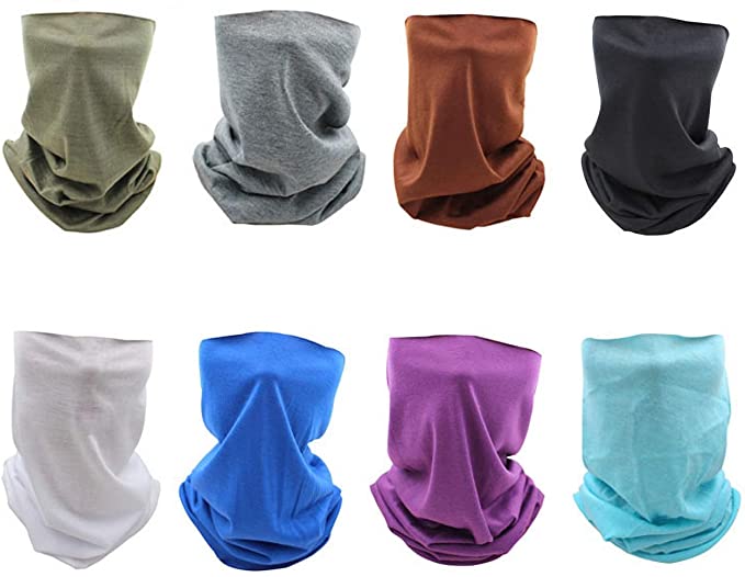8 Pcs Face Scarf Mask-Dust Bandana Neck Gaiters for Men Women Dustproof Headwear Scarf, Seamless for Yoga Workout Fishing
