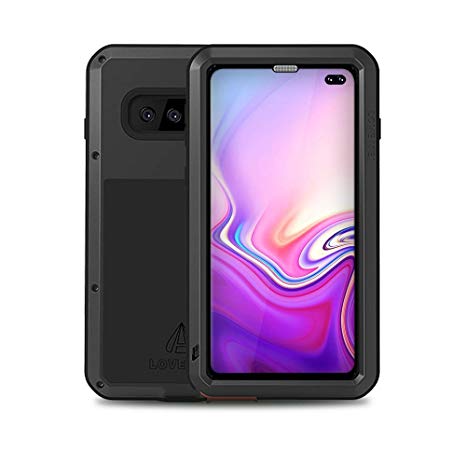 Galaxy S10 Plus Case,Bpowe S10  Armor Tank Aluminum Metal Gorilla Glass Shockproof Military Heavy Duty Sturdy Protector Cover Hard Case for Samsung Galaxy S10 Plus (Black)