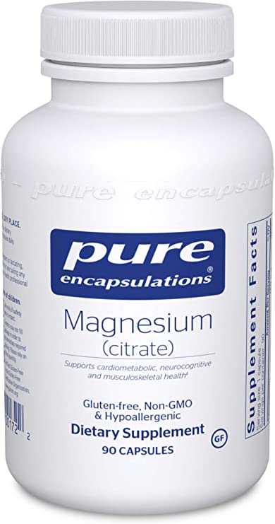 Pure Encapsulations Magnesium (Citrate) | Supplement for Constipation, Stress Relief, Sleep, Heart Health, Nerves, Muscles, and Metabolism* | 90 Capsules