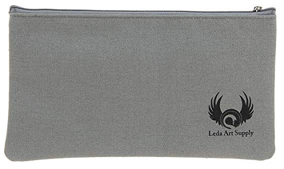 Magic Canvas Pencil Bag (9 inches) for Colored Pencils, Graphite and Charcoal Pencils, pens, Crayons and Other Drawing Materials by Leda Art Supply.