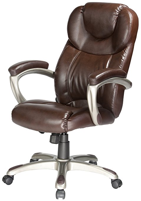 Comfort Products 60-5821 Granton Leather Executive Chair with Adjustable Lumbar Support, Brown