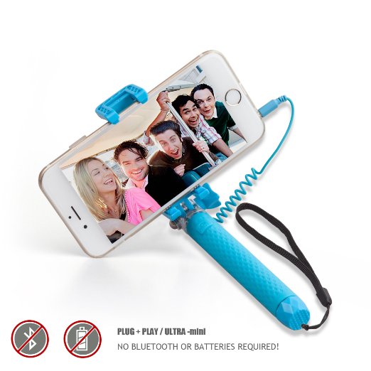 Selfie Stick, Sundix Self-portrait Monopod Foldable Extendable Selfie Stick With Built-in Remote Shutter With Adjustable Grip Holder for iPhone 6s, 6, 6 Plus, 5, 5s, 5c -Blue