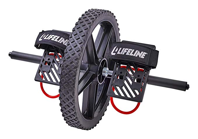 Lifeline Power Wheel for At Home Full Body Functional Fitness Strength including Abs & Core, Lower Body and Upper Body with Foot Straps for More Workout Options