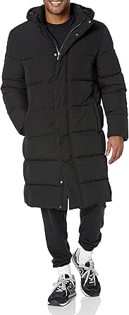 Amazon Essentials Men's Recycled Polyester Hooded Long Puffer