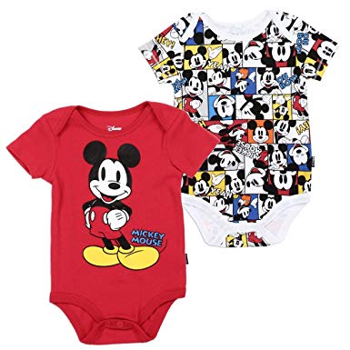 Mickey Mouse Boys 0-9 Month Baby 2-Pack Creeper Onesie Set