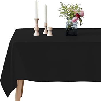 VEEYOO Rectangle Tablecloth - 70 x 120 Inch Polyester Table Cloth for 6 Foot Table - Soft Washable Oblong Black Table Cloths for Wedding, Parties, Restaurant, Dinner, Buffet Table and More