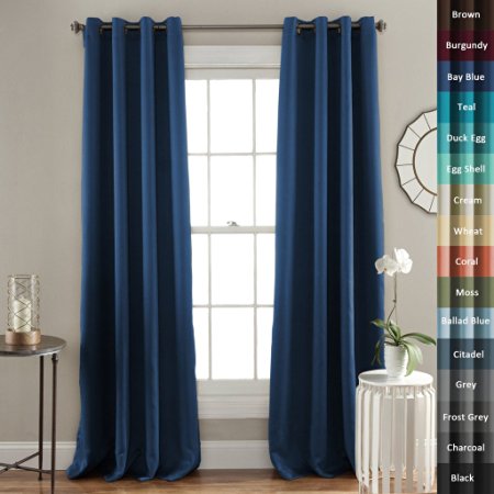 H.Versailtex Solid 2 in Set Each Panel 52"(129CM) width x 96"(243CM) Drop, Total 96 by 104 Inch First Class 95% Blackout Curtain - Bay, Thermal Insulated Feature, Eyelet Top