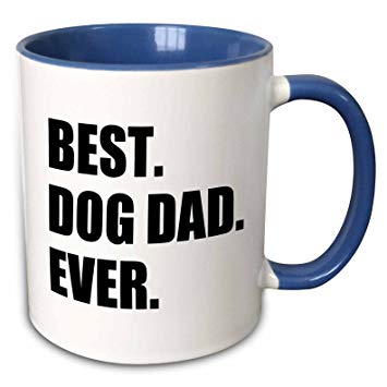 3dRose 184992_6 Best Dog Dad Ever - Fun Pet Owner Gifts For Him - Animal Lover Text Two Tone Mug, 11 oz, Blue