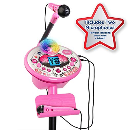 VTech Kidi Star Karaoke System 2 Mics with Mic Stand & AC Adapter Amazon Exclusive, Pink