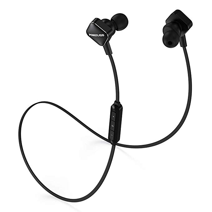 Poweradd Bluetooth Headphones, Lightweight Wireless Headphones, Bluetooth 4.1, IPX4 Sweatproof and 8 Hours Playtime, Strong Noise Cancelling Built in Mic for Running, Cycling, Sport and More