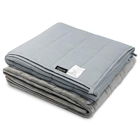 HIIMIEI 60x80 15 lbs Adult Weighted Blanket with Removable Duvet Cover Fit to Queen or King Size Bed Dark Gray