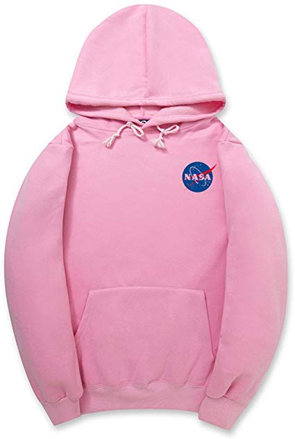 CORIRESHA Fashion NASA Logo Print Hoodie Sweatshirt with Pocket(Smaller Than Standard Size)