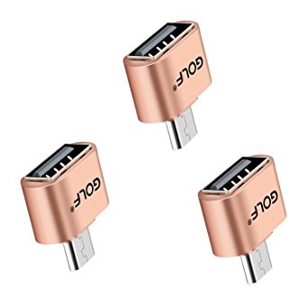 Micro USB Adapter, Joyshare Micro USB to USB OTG Adapter - Micro USB Male OTG to USB Female Adapter – Gold – Pack of 3