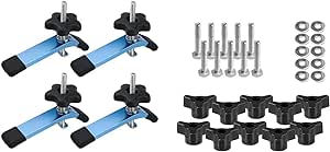 POWERTEC 71168-P2 T-Track Hold Down Clamp, 5-1/2” L x 1-1/8” W, 4 Pack, T Track Clamps for Woodworking & 71068 T-Track Knobs with 1/4-20 by 1-1/2" Hex Bolts and Washers(Set of 10)