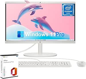 HP 21.5-inch All-in-One Desktop Computer - with Microsoft Office Lifetime License, Anti-Glare 1080P FHD Display, 8GB RAM, 512GB SSD, Intel Core Celeron J4025 Processor, Webcam, WiFi, HDMI, Win 11 Pro