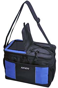 MIER Insulated Lunch Box Soft Cooler Bag Tote for Men, Women and Teens with Top Opening, 12 Can, Black