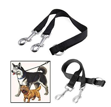 Pecute® Nylon Coupler Leash 1 Lead Duplex 2 Way Dual Double Leash Two Dog Walk Necklace