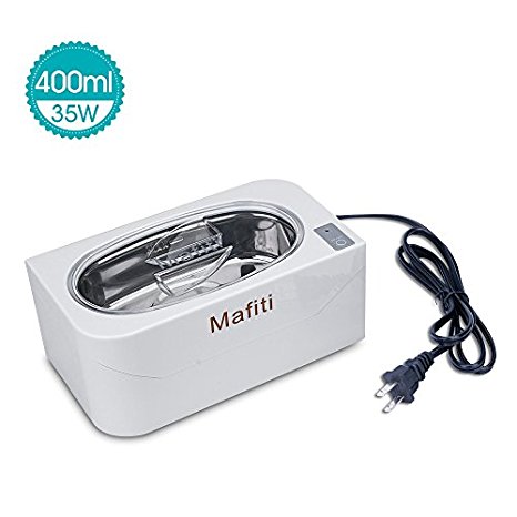 Ultrasonic Jewelry Cleaner Machine 400ml(13 oz) Small Household for Cleaning Eyeglasses, Rings, Dentures Necklaces Watches Coins Mini Portable White