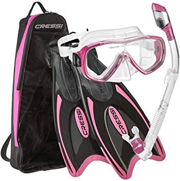 Cressi Adult Light Weight Premium Travel Snorkel Set - Mask & Fins made in Italy | Palau Set