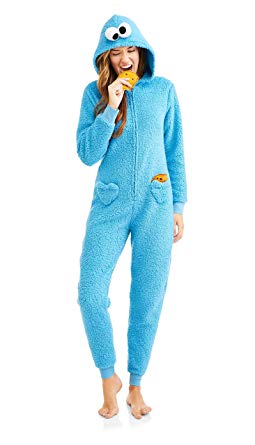 Sesame Street Women's Cookie Monster Sherpa Onesie Union Suit