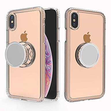 iPhone X Case with Stand, Clear iPhone Xs Case, Muntinfe Stress Relief Anxiety Toys/Mirror/Magnetic Available/Slim Hybrid Shockproof Protective Case with Kickstand for iPhone Xs/X/10 5.8"- Clear