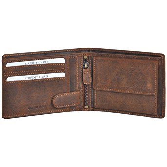 DiLoro Italy Mens Leather Wallet Bifold Flip ID Zip Coin Wallets with RFID Protection