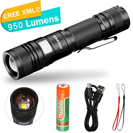 LED Tactical Flashlight CREE High Powered High Lumens USB Rechargeable Zoomable Flashlight