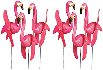 Fun Express Mini Pink Flamingos Whirly-gig Twirling Wings Lawn Ornaments (1-Pack of 6)