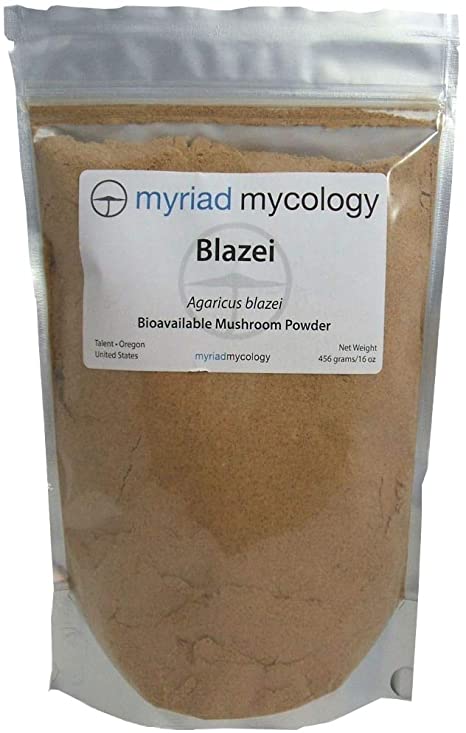 Myriad Mycology Blazei Mushroom Powder 16oz or 1lb, Made in USA / Ji Song Rong
