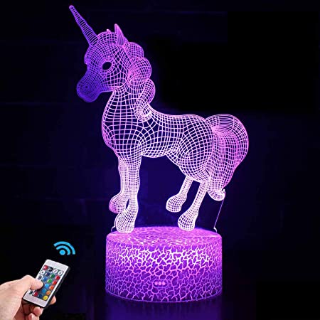 Unicorn Gift Unicorn Night lamp for Kids, Unicorn Toy for Girls, 3D Light 7 Colors Change with Remote, Birthday Gifts for Children Girl (Unicorn)