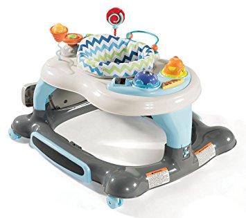 Storkcraft 3-in-1 Activity Walker and Rocker with Jumping Board, Blue/Gray