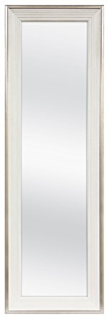 MCS 65730 12 by 48" Over-the-Door Mirror, 18 by 54", White with Silver Edge Finish