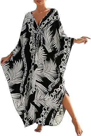 Bsubseach Kaftan Dresses Cover Up for Swimwear Women Plus Size Caftan Beach Cover Ups Resort Dress