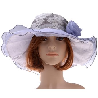 Vbiger Women Floral Pattern Chiffon Layer Kentucky Derby Wide Brim Hat