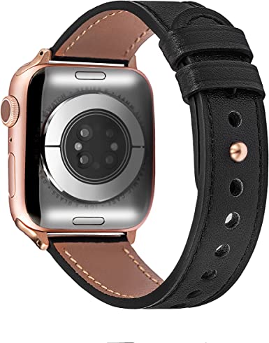 SLIFTER Leather Bands - Classical Snap Button Design & Soft Genuine Leather Version OR Additional Bracelet Version, Compatible with Apple watch SE/7/6/5/4/3/2/1 Men Women (38/40/41mm, 42/44/45mm)