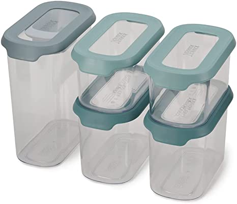 Joseph Joseph CupboardStore Airtight Easy Pour Food Storage Container Set with Scoop, 5-Piece, Opal