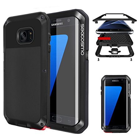 seacosmo Galaxy S7 Edge Case, Full Body Military Rugged Heavy Duty Shockproof Dual Layer Bumper Case Cover for Samsung Galaxy S7 Edge (without screen protector), Black