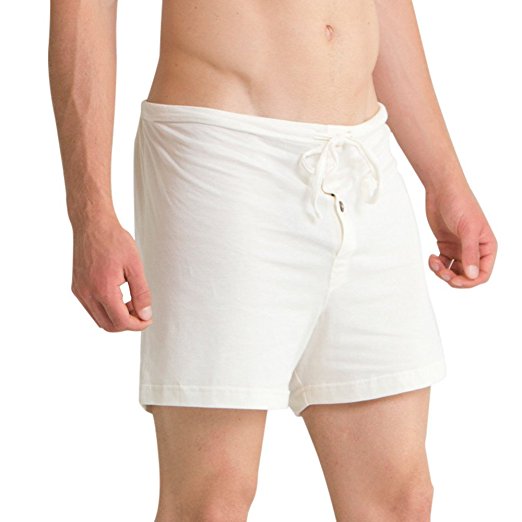 Cottonique Men's Latex-Free Drawstring Loose Boxer Short made from 100% Organic Cotton (2/pack | Natural)