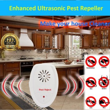 Electric Pest Repeller-Enhanced Dual Wave Ultrasonic Electriconic Pest Repellent-Professional Pest Control for Mice,Mouse,Rodent,Cockroach,Rats,Ants,Spiders,Mosquitoes and other Insects