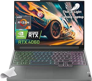 Lenovo 2023 Legion Slim 5 Gaming Laptop, 16” WUXGA(1920 x 1200) Screen, NVIDIA GeForce RTX 4060(TGP 140W), AMD Ryzen 5 7640HS, 4-Zone RGB Backlit KB, Win11H, W/Mouse Pad (32GB RAM | 1TB PCIe SSD)