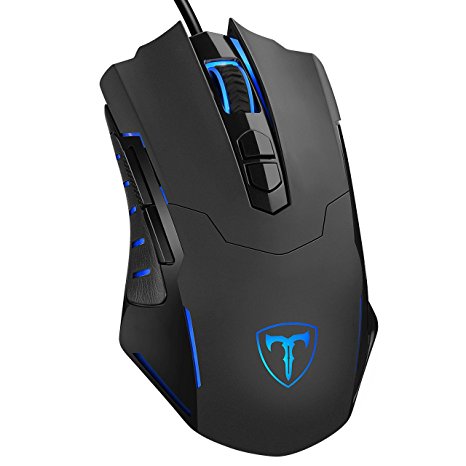 Gaming Mouse, [Upgraded Version] Pictek 500 to 7200 DPI High Precision Professional Wired Gaming Mice, Computer PC Laptop Mouse with 16 Million Customizing LED Color Options, Full Programmable Buttons, 5 DPI Levels Adjustable, 4 Polling Rate Support for Gamer Win 10/8/7/XP (Black)