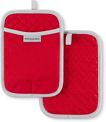 KitchenAid Asteroid Pot Holder 2-Pack Set, Passion Red, 7"x10"